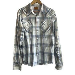 Hollister Men’s Plaid Cowboy Button-Up Shirt Large 100% Cotton